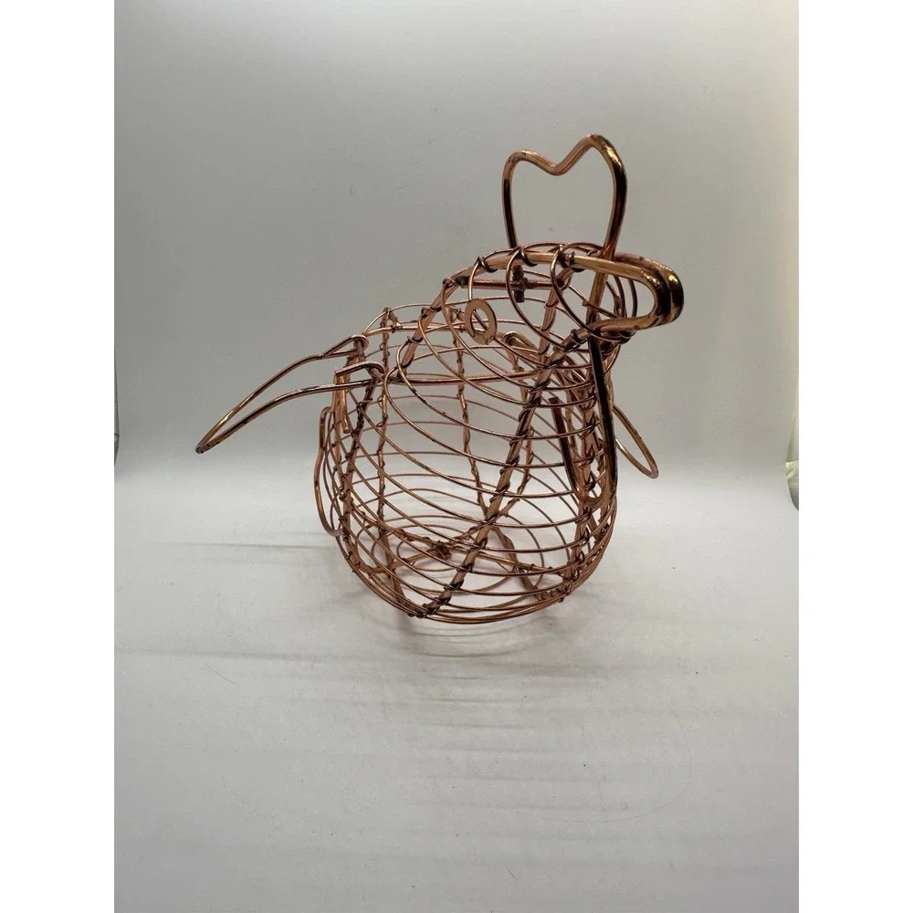 Copper Wire Chicken Basket Farmhouse Egg Holder Country Kitchen‎ Decor